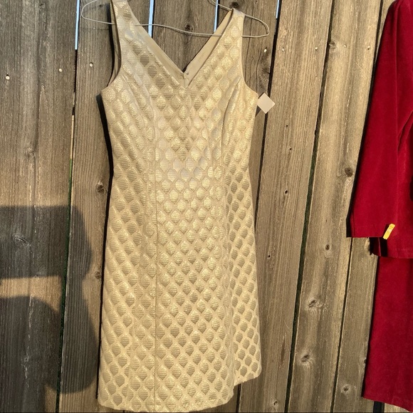 Creamieux cream gold fleck thread dress - Picture 1 of 4